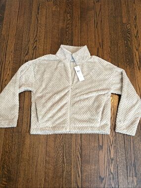 Calvin Klein NWT Large Cozy Cream Textured Zip-Up Jacket